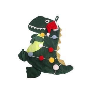 20 Inch Plush T Rex Dinosaur Christmas Holiday Stocking Green Whimsical Clean